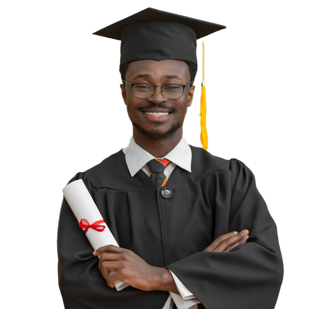 Etudiant avec sont certificat